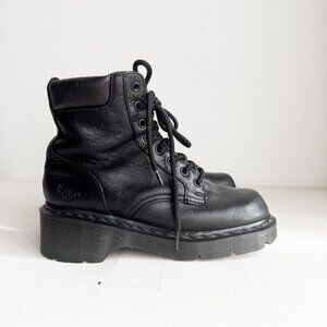 Doc Martens 8 Hole Super Chunky Black Leather Goth Rock Boots Square Toe  7